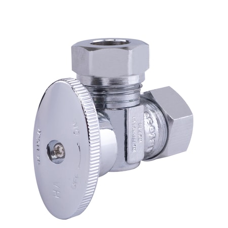 Hausen 1/2-inch Nominal Compression x 7/16-inch and 1/2-inch Slip-Joint Outlet 1/4-Turn Angle Water Stop HA-SS114-1